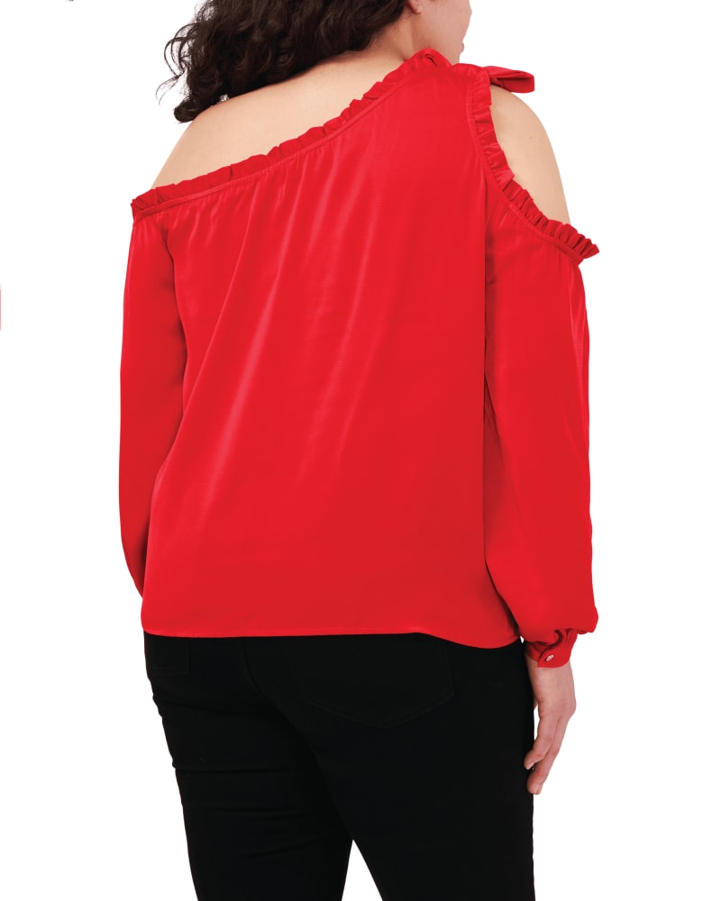 Plus Size Amelia Cold Shoulder Bow Blouse LUMINOUS RED